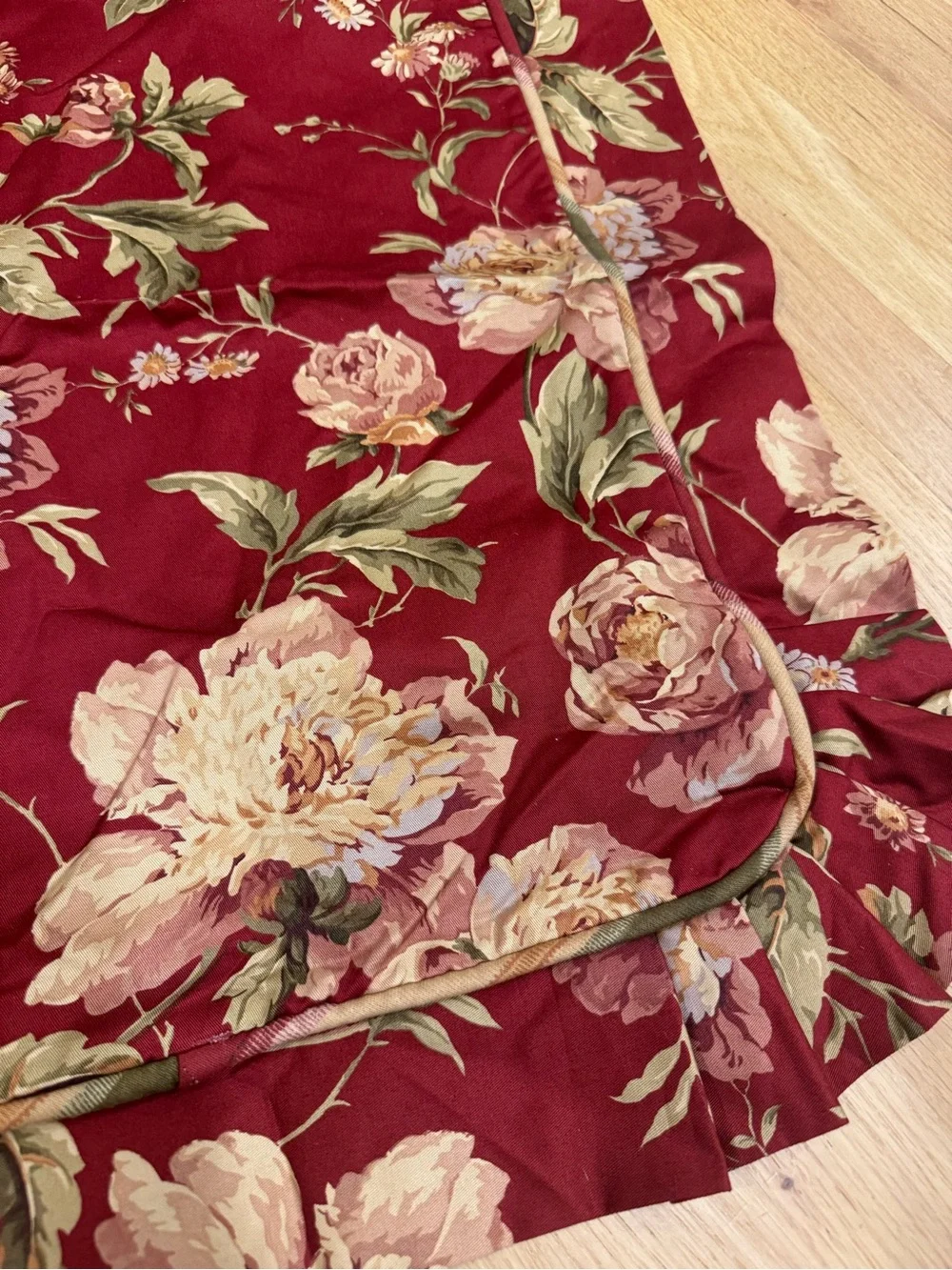 Waverly Forever Yours Burgundy Sham with a ruffled edge